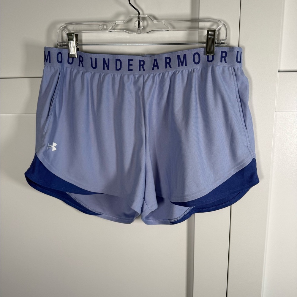 Under Armour Women's Light Blue and Navy Athletic Shorts